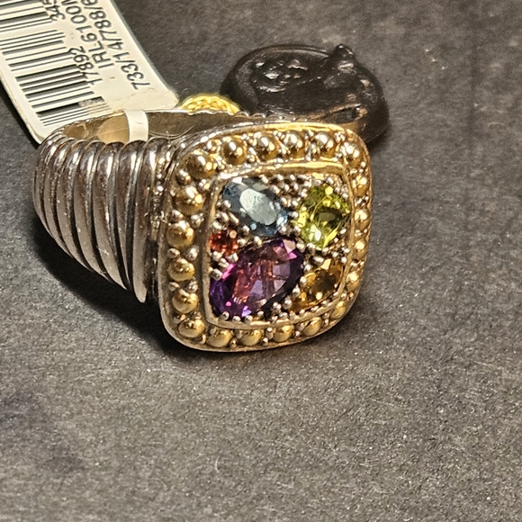 Effy Silver Ring with Purple, Green, and Blue Stones - Picture 2 of 5